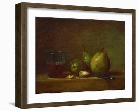 Pears and a Cup of Wine-Jean-Baptiste Simeon Chardin-Framed Giclee Print