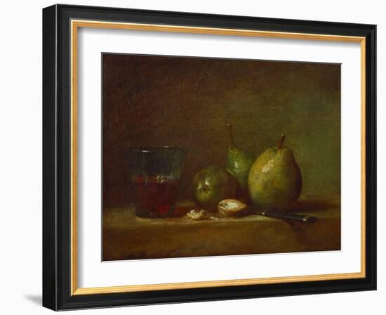 Pears and a Cup of Wine-Jean-Baptiste Simeon Chardin-Framed Giclee Print