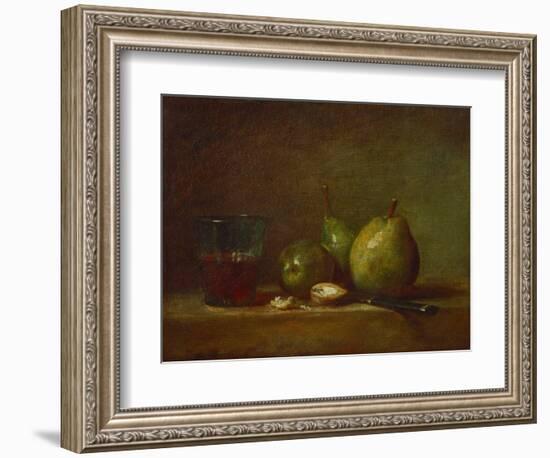 Pears and a Cup of Wine-Jean-Baptiste Simeon Chardin-Framed Giclee Print