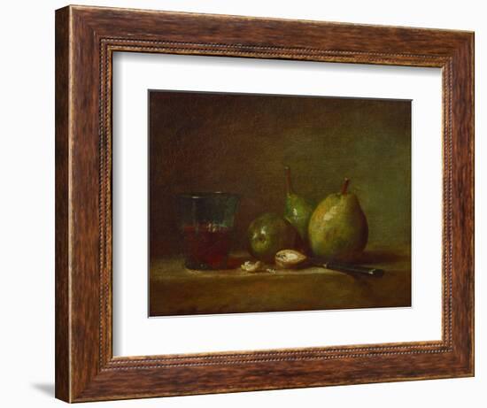 Pears and a Cup of Wine-Jean-Baptiste Simeon Chardin-Framed Giclee Print