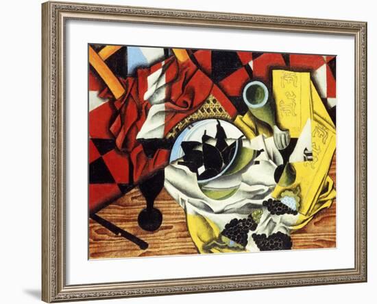 Pears and Grapes on a Table; Poires et Raisins Sur Une Table, 1913-Juan Gris-Framed Giclee Print