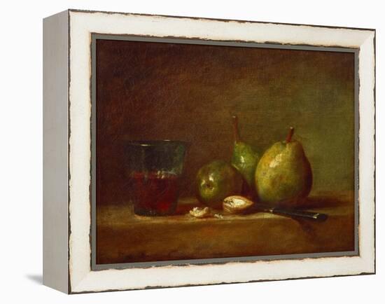 Pears, Walnuts and Glass of Wine-Jean-Baptiste Simeon Chardin-Framed Premier Image Canvas