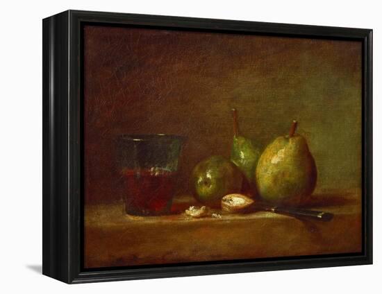 Pears, Walnuts and Glass of Wine-Jean-Baptiste Simeon Chardin-Framed Premier Image Canvas