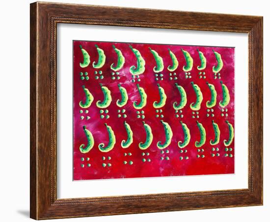 Peas on a Red Background, 2003-Julie Nicholls-Framed Giclee Print