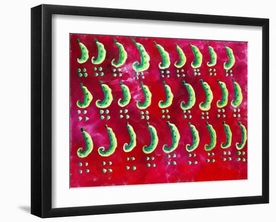 Peas on a Red Background, 2003-Julie Nicholls-Framed Giclee Print