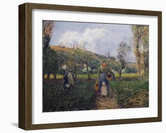 Peasant and Child Returning from the Fields-Camille Pissarro-Framed Giclee Print