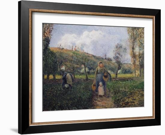 Peasant and Child Returning from the Fields-Camille Pissarro-Framed Giclee Print