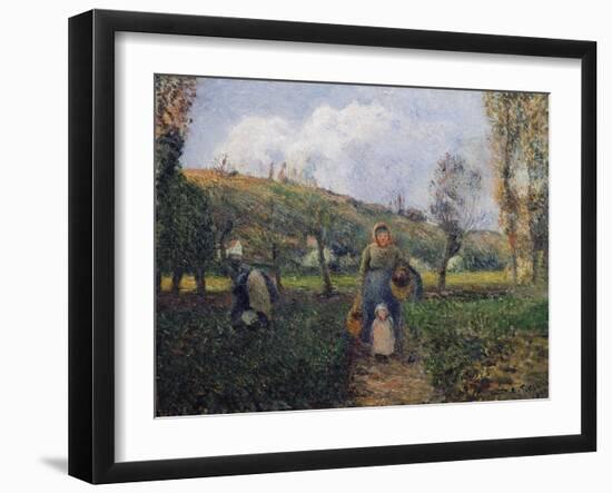 Peasant and Child Returning from the Fields-Camille Pissarro-Framed Giclee Print