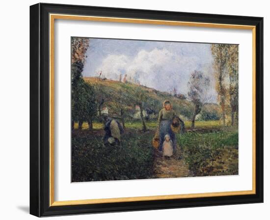 Peasant and Child Returning from the Fields-Camille Pissarro-Framed Giclee Print