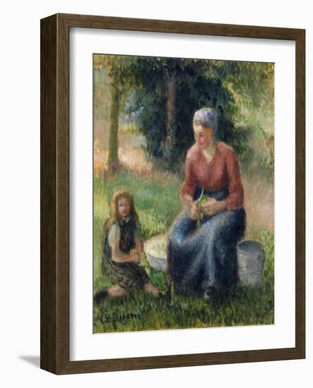 Peasant and girl, Eragny-Camille Pissarro-Framed Giclee Print