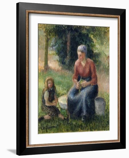 Peasant and girl, Eragny-Camille Pissarro-Framed Giclee Print