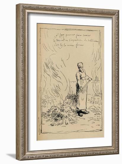 Peasant Burning Weeds, 19th Century-Jean Francois Millet-Framed Giclee Print