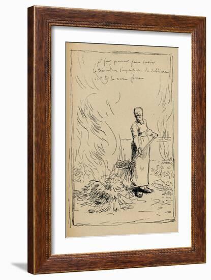 Peasant Burning Weeds, 19th Century-Jean Francois Millet-Framed Giclee Print