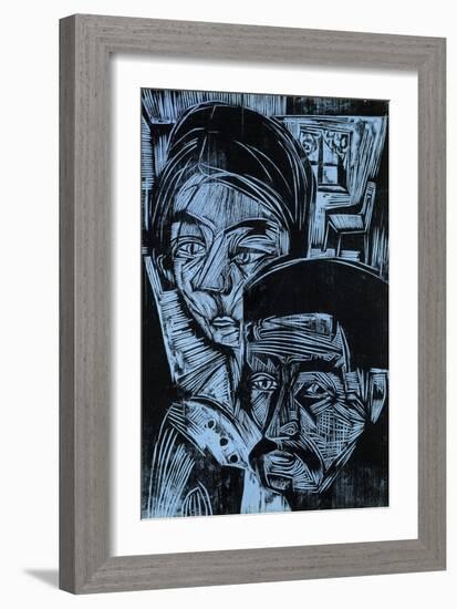 Peasant Couple in the Cottage, 1919-Ernst Ludwig Kirchner-Framed Giclee Print