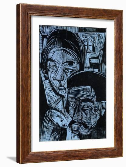 Peasant Couple in the Cottage, 1919-Ernst Ludwig Kirchner-Framed Giclee Print