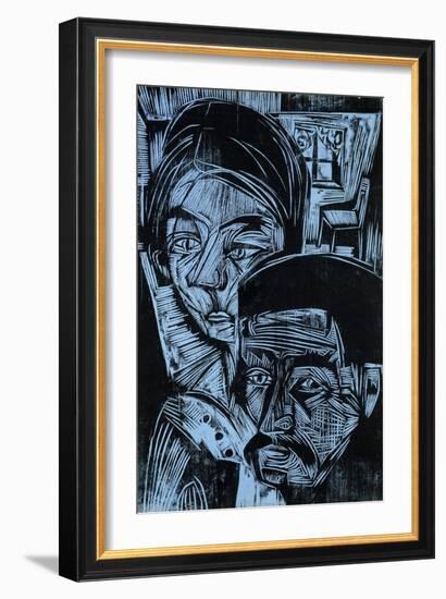 Peasant Couple in the Cottage, 1919-Ernst Ludwig Kirchner-Framed Giclee Print