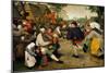 Peasant Dance, 1568 (Oil on Wood)-Pieter the Elder Brueghel-Mounted Giclee Print