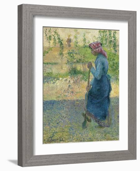 Peasant Digging; Paysanne Bechant, 1882-Camille Pissarro-Framed Giclee Print