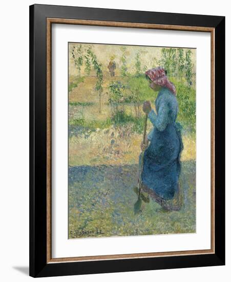 Peasant Digging; Paysanne Bechant, 1882-Camille Pissarro-Framed Giclee Print