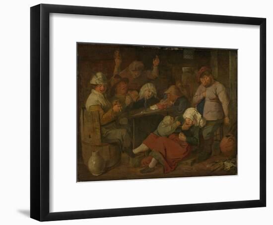 Peasant Drinking About-Adriaen Brouwer-Framed Art Print
