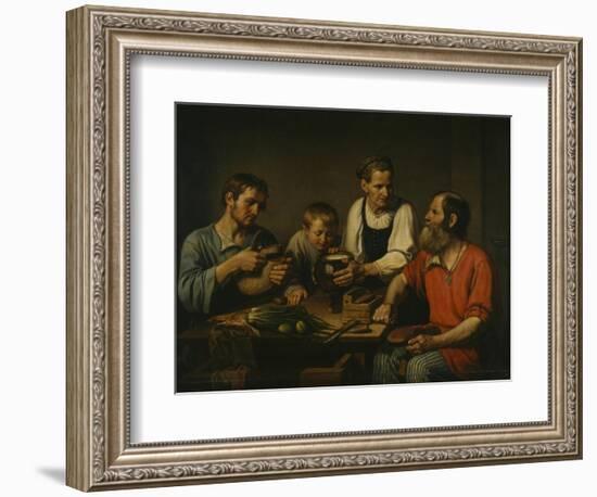 Peasant Family before Dinner, 1824-Fyodor Grigoryevich Solntsev-Framed Premium Giclee Print