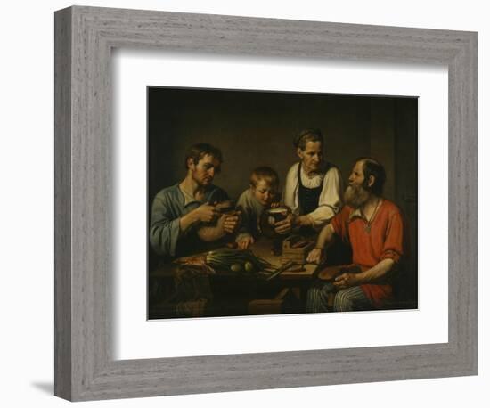 Peasant Family before Dinner, 1824-Fyodor Grigoryevich Solntsev-Framed Premium Giclee Print