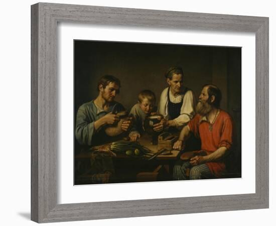 Peasant Family before Dinner, 1824-Fyodor Grigoryevich Solntsev-Framed Giclee Print