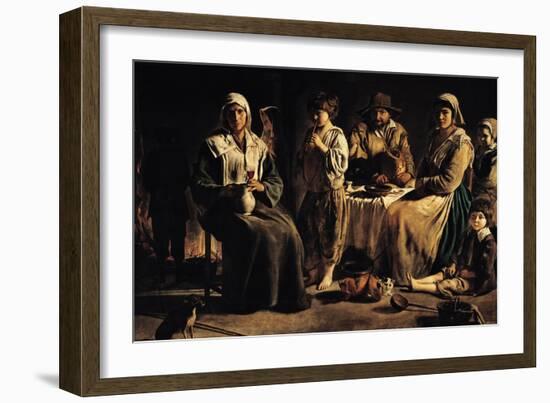 Peasant Family in an Interior, circa 1643-Louis Le Nain-Framed Giclee Print