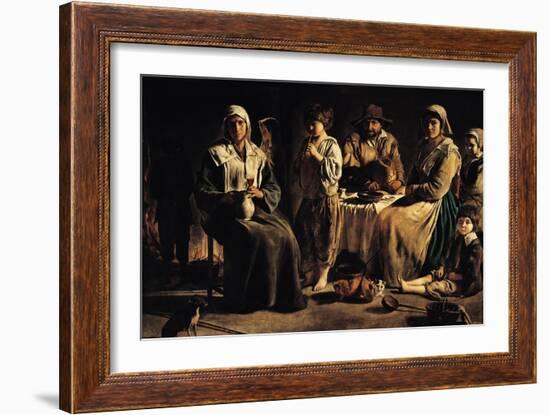 Peasant Family in an Interior, circa 1643-Louis Le Nain-Framed Giclee Print