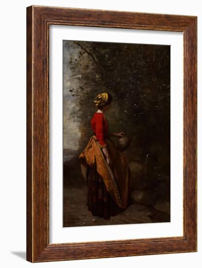 Peasant Girl at the Spring, C.1860-65-Jean-Baptiste-Camille Corot-Framed Giclee Print