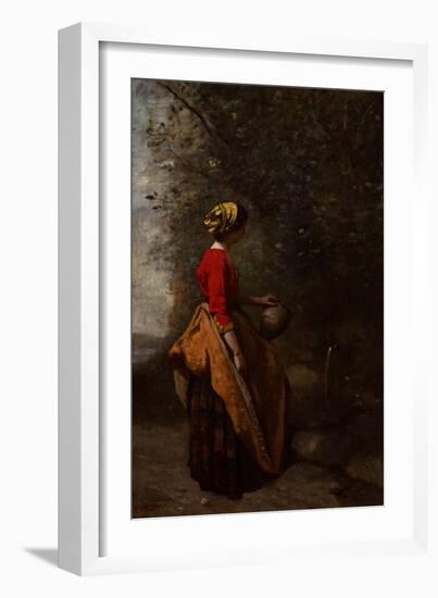 Peasant Girl at the Spring, C.1860-65-Jean-Baptiste-Camille Corot-Framed Giclee Print