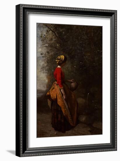 Peasant Girl at the Spring, C.1860-65-Jean-Baptiste-Camille Corot-Framed Giclee Print