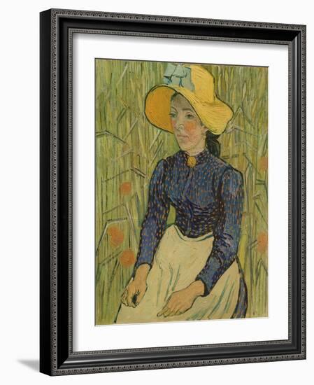 Peasant Girl in Straw Hat, 1890-Vincent van Gogh-Framed Giclee Print