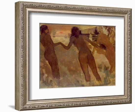Peasant Girls Bathing at Dusk, 1875-76-Edgar Degas-Framed Giclee Print