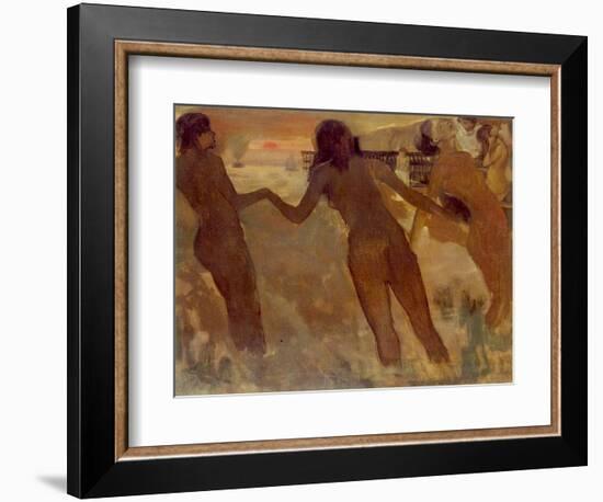 Peasant Girls Bathing at Dusk, 1875-76-Edgar Degas-Framed Giclee Print