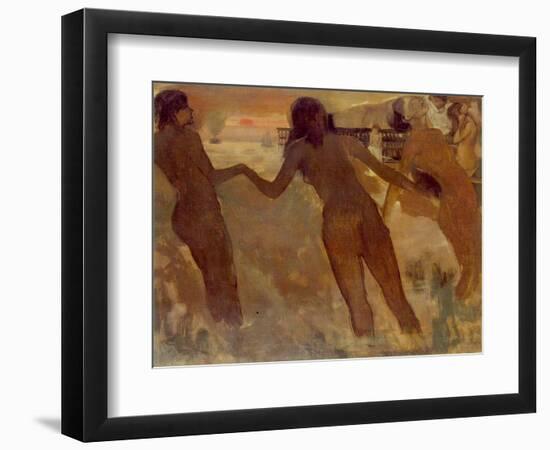 Peasant Girls Bathing at Dusk, 1875-76-Edgar Degas-Framed Giclee Print