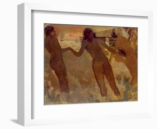 Peasant Girls Bathing at Dusk, 1875-76-Edgar Degas-Framed Giclee Print