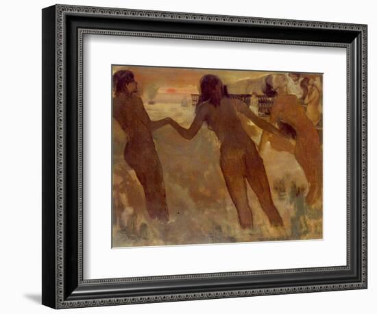 Peasant Girls Bathing at Dusk, 1875-76-Edgar Degas-Framed Giclee Print