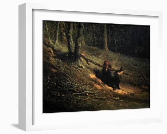 Peasant-Girls with Brushwood (Les Charbonniere), C1852-Jean Francois Millet-Framed Giclee Print