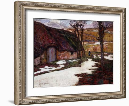 Peasant in Front of a Thatched Cottage; Paysanne Devant La Chaumiere-Victor Charreton-Framed Giclee Print