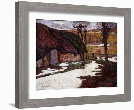 Peasant in Front of a Thatched Cottage; Paysanne Devant La Chaumiere-Victor Charreton-Framed Giclee Print