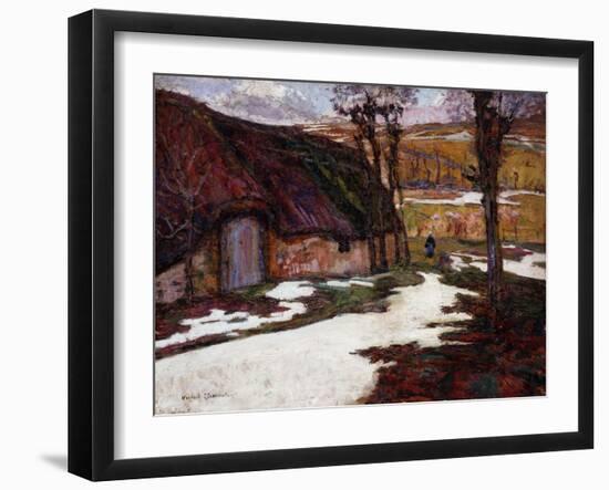 Peasant in Front of a Thatched Cottage; Paysanne Devant La Chaumiere-Victor Charreton-Framed Giclee Print