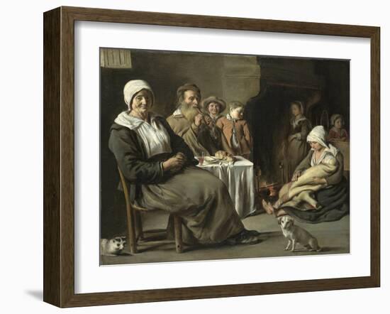 Peasant Interior with an Old Flute Player-Louis Le Nain-Framed Giclee Print