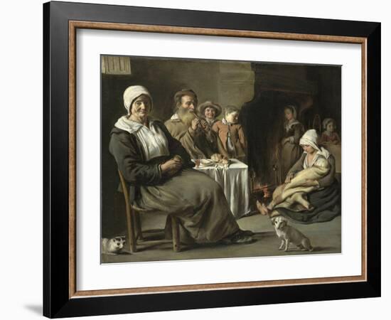 Peasant Interior with an Old Flute Player-Louis Le Nain-Framed Giclee Print