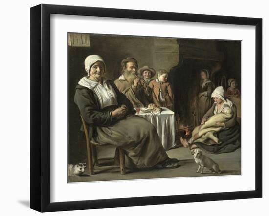 Peasant Interior with an Old Flute Player-Louis Le Nain-Framed Giclee Print