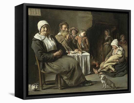 Peasant Interior with an Old Flute Player-Louis Le Nain-Framed Premier Image Canvas