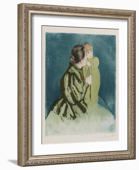 Peasant Mother and Child, Drypoint and Aquatint in Colors, Circa 1894-Mary Cassatt-Framed Giclee Print