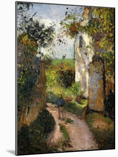 Peasant on an Alley by a House, Pontoise; Paysan Dans Une Ruelle a L'Hermitage, Pontoise, 1876-Camille Pissarro-Mounted Giclee Print