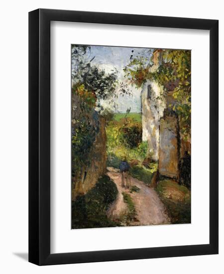 Peasant on an Alley by a House, Pontoise; Paysan Dans Une Ruelle a L'Hermitage, Pontoise, 1876-Camille Pissarro-Framed Giclee Print