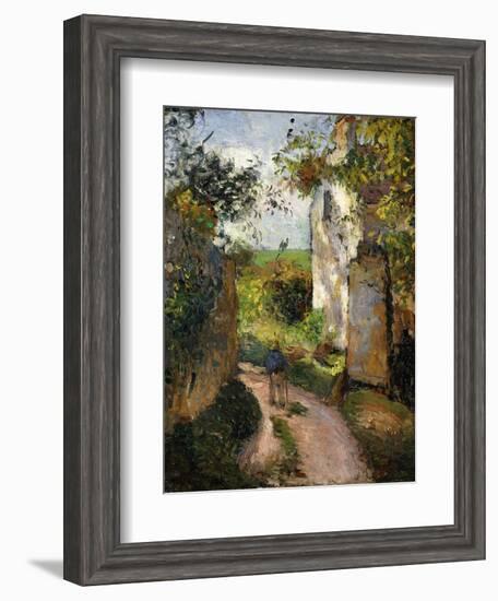 Peasant on an alley by a House, Pontoise-Camille Pissarro-Framed Giclee Print